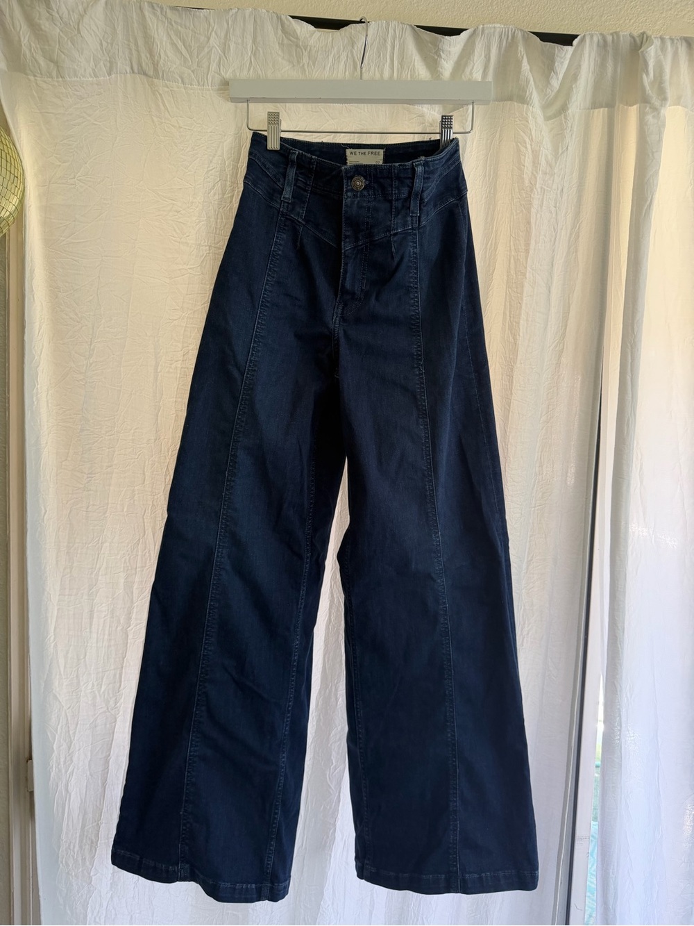 We the Free Western High Waist Wide Leg Dark Blue Women's Jeans
